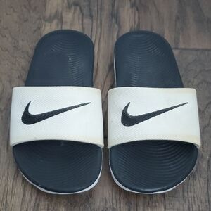 Kids Nike Kawa Slide Sandals Black and White